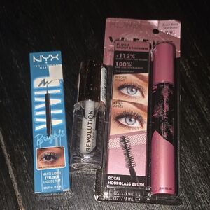 NYX Matte Liquid Eyeliner and Revolution Mascara - Black More Lip Gloss
